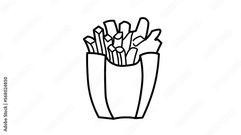 french fries, finger chips sketch background and 2d animation french fries, finger chips sketch background and 2d animation