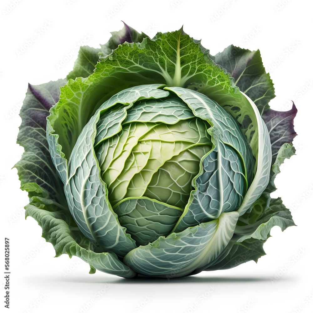 Obraz premium close-up cabbage isolated on white background. with focus stacking