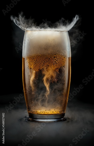 Fotografia, Obraz Glass of beer with gas bubbles and plop effect