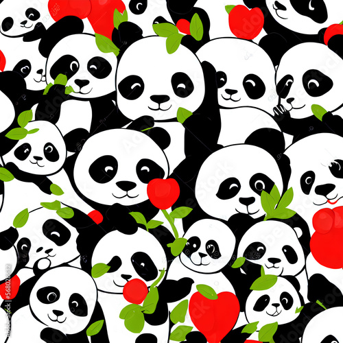cute panda large texture design fabric design - illustration