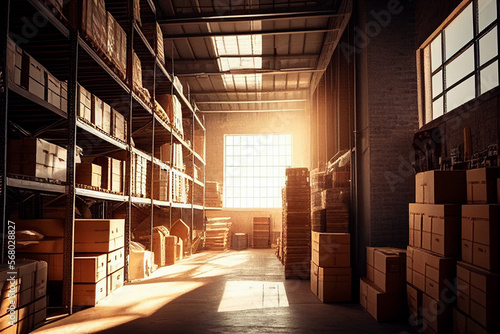 Wallpaper Mural Modern storage with boxes on the shelves. AI generated. Torontodigital.ca