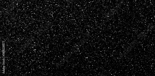 Snow, stars, twinkling lights, rain drops on black background. Abstract vector noise. Small particles of debris and dust. Distressed uneven grunge texture overlay.