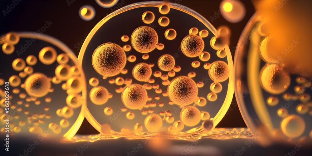 Macro shot of bacteria and virus cells in a scientific laboratory petri