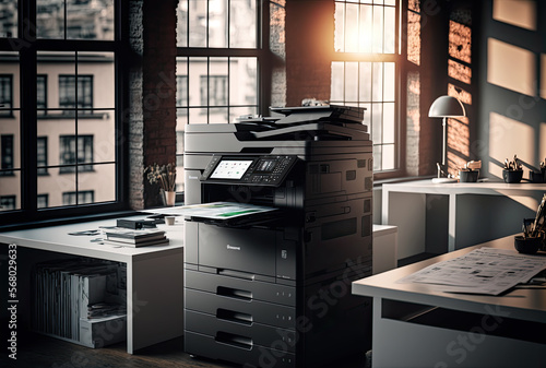 office with copy machine, Generative AI photo
