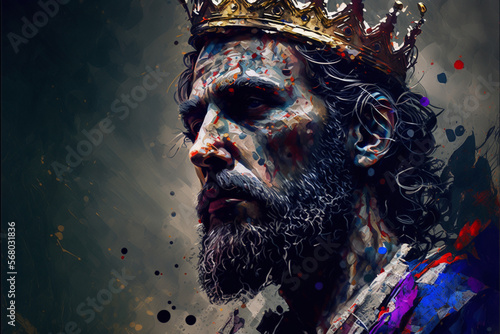 Abstract king illustration vector with vibrant colors and grand royal crown. Creative impressive colorful painting. Ai generated