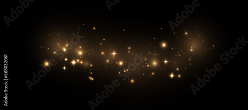 gold dust light png. Bokeh light effect background. Twinkling glowing dust background Christmas glowing light bokeh glare and glitter. Vector