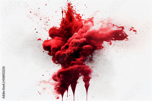 red smoke explosion on a white background, generative ai
