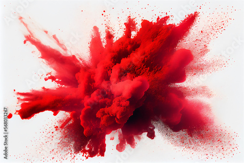 red smoke explosion on a white background, generative ai