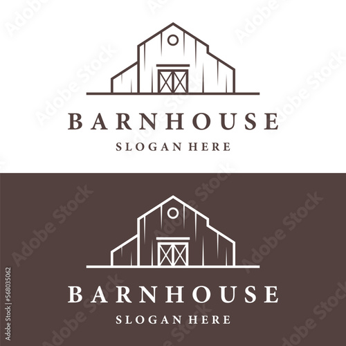 Home or barn logo template design or organic farm barn and vintage animal farm house.Vintage country logo.
