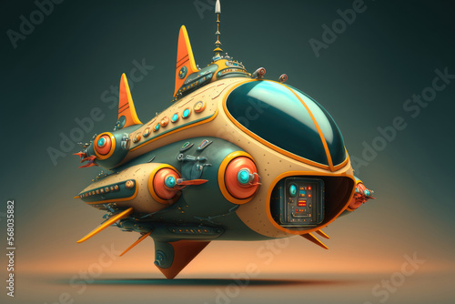 CG illustration of a spaceship. Generative AI
