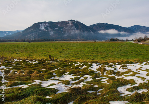 The winter landscape near Ossiacher See Lake in Carinthia, Austria. Located in the southern Nock Mountain range of the Gurktal Alps near Villach 