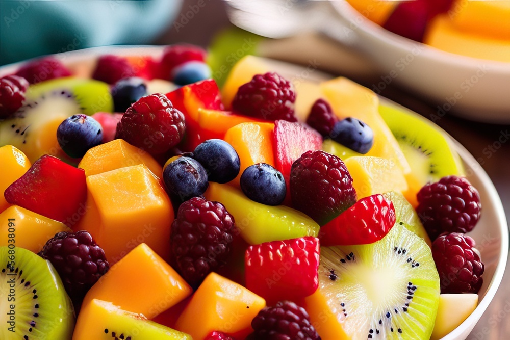 HighResolution Image of a Colorful and Fresh Fruit Salad, Perfect for