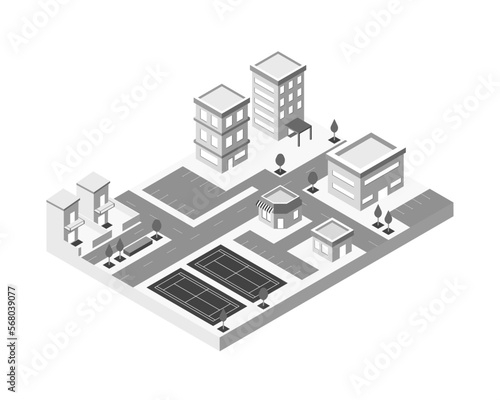 Isometric city map vector illustration
