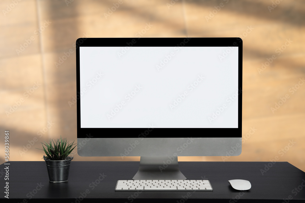Workspace with desktop computer, office supplies, houseplant and coffee cup at office. desk work concept. Workspace with desktop computer, office supplies, houseplant and coffee cup at office. desk work concept.