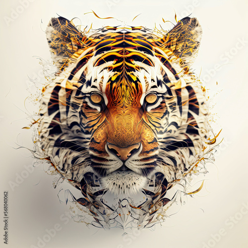 Tiger for t-shirt printing design and various uses, on white background, generative ai 