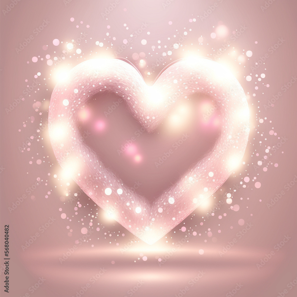 Shiny heart illustration. Happy Valentine, Wedding card, love card