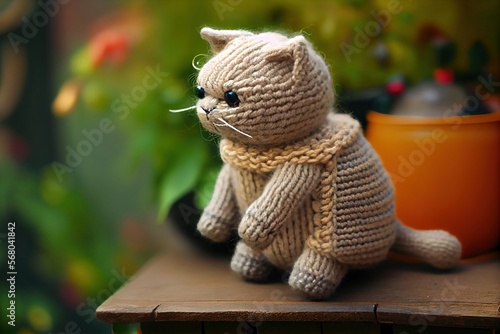 Knitted kitty toy.