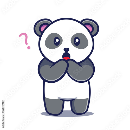 cute panda character amazed expression vector illustration