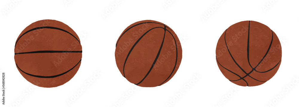 Cute basketball ball illustration set 01