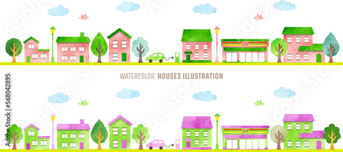 Set of houses doodle, vector illustration