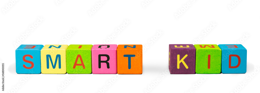 Wooden cubes with Colorful letters isolated on white background Wooden cubes with Colorful letters isolated on white background
