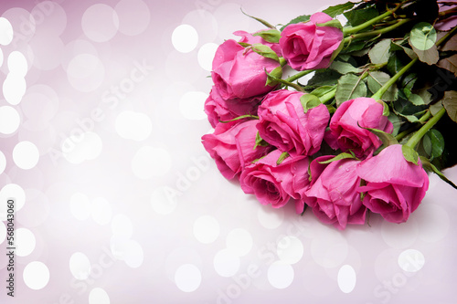 Abstract background with pink roses and background with highlights