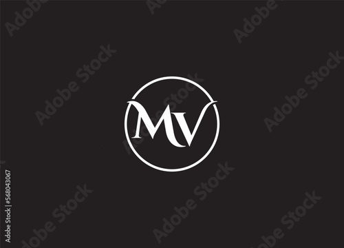 MV  Alphabet letters Initials Monogram logo design
