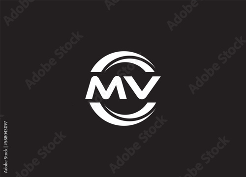 MV  Alphabet letters Initials Monogram logo design
