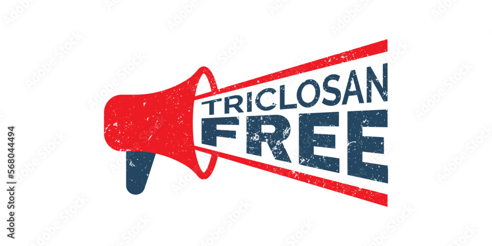 Megaphone Triclosan Free Stamp, vector graphic, red grunge