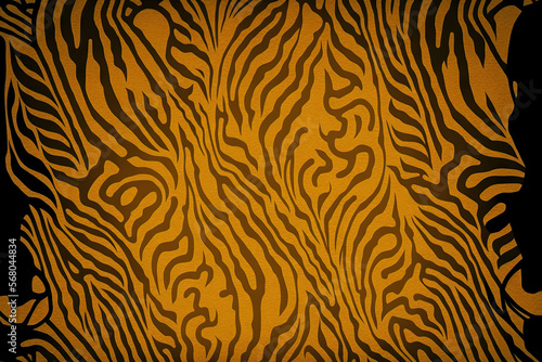 Background with a tiger print stripe of skin design. Generative AI
