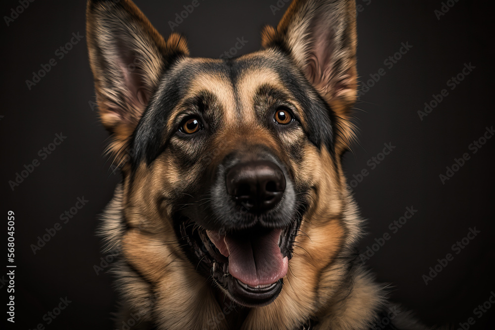 German Shepherd Dog Smiling, Generative Ai