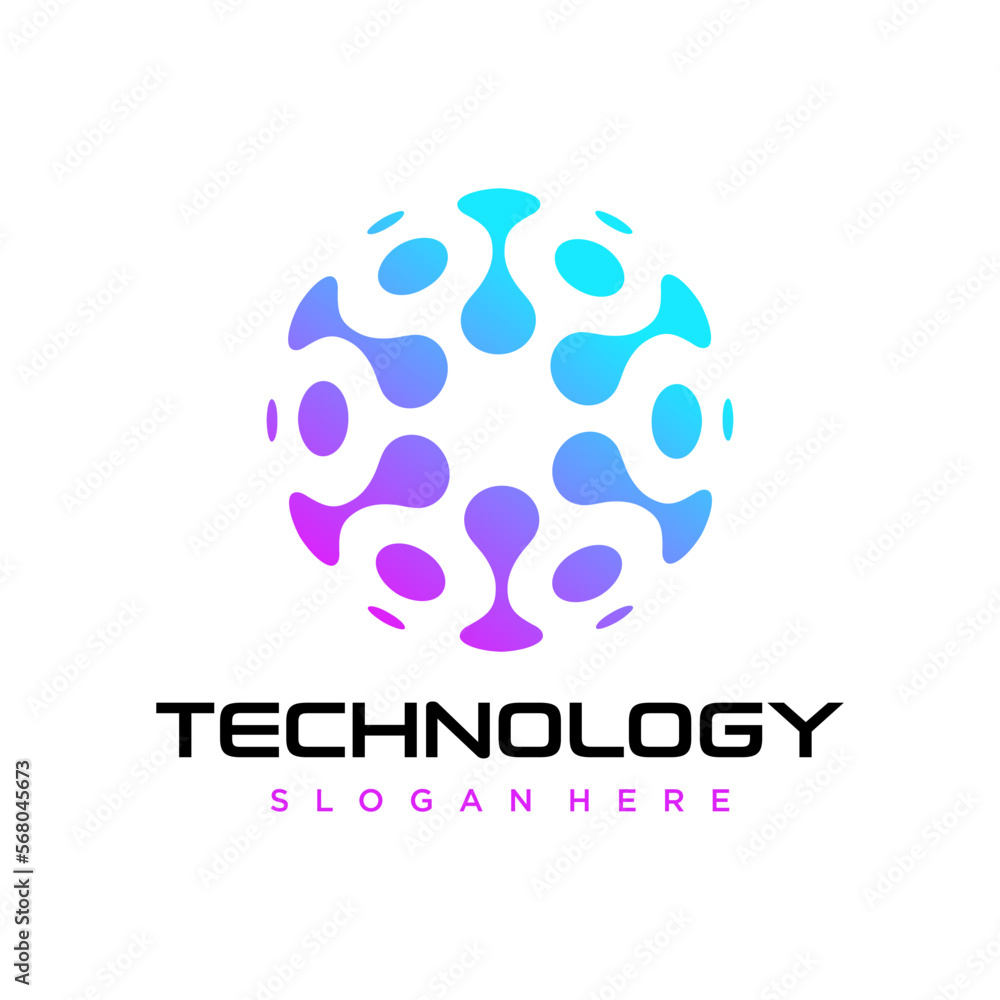 Obraz premium Abstract digital connection technology logo Vector Template