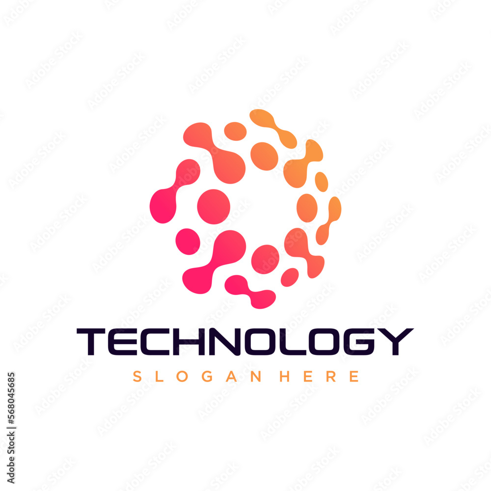 Obraz premium Abstract digital connection technology logo Vector Template