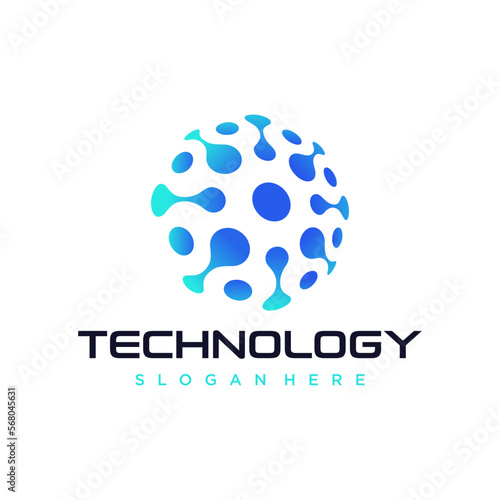 Abstract digital connection technology logo Vector Template