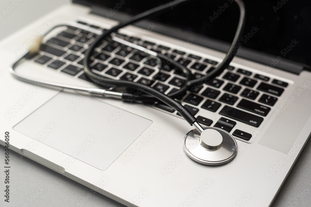 stethoscope on keyboard, illness, Bring healthcare and technology together with a stunning photo. Ideal for healthcare providers, medical students, and technology lovers stethoscope on keyboard, illness, Bring healthcare and technology together with a stunning photo. Ideal for healthcare providers, medical students, and technology lovers