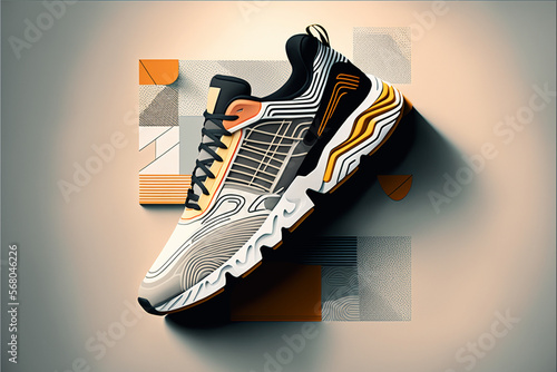 Cool designer sport sneakers shoes concept idea. Creative footwear innovative fashion style. Ai generated photo