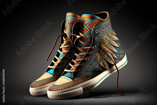 Cool designer sport sneakers shoes concept idea. Creative footwear innovative fashion style. Ai generated