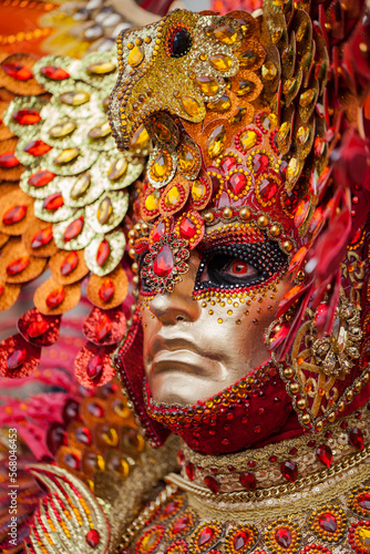 Fototapeta Naklejka Na Ścianę i Meble -  Venice, Italy - February, 2019: Carnival of Venice, typical Italian tradition and festivity with masks in Veneto.