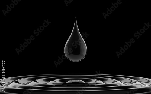 Dark oild drops on black background photo