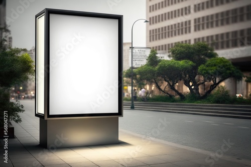 Commercial Billboard. Banner billboard mockup for advertising in city useful for design. Generative AI
