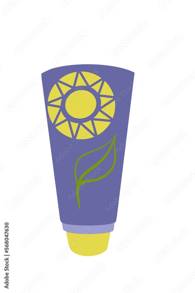 Illustration of sun protector designed in violet and lemon yellow Illustration of sun protector designed in violet and lemon yellow