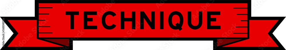 Ribbon label banner with word technique in red color on white background Ribbon label banner with word technique in red color on white background