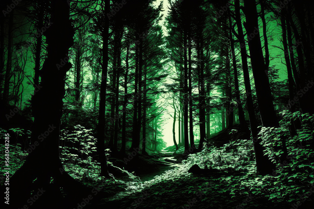 Green Forest Background, generative AI