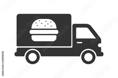 Burger Delivery icon. Burger truck icon. Vector illustration.