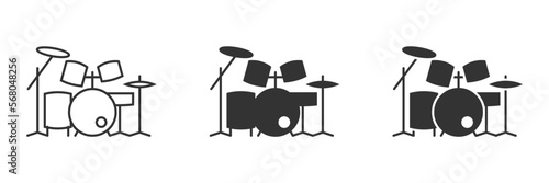 Drum kit icon set. Vector illustration.
