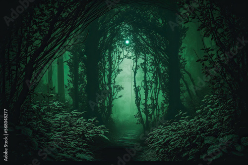 Green Forest Background, generative AI