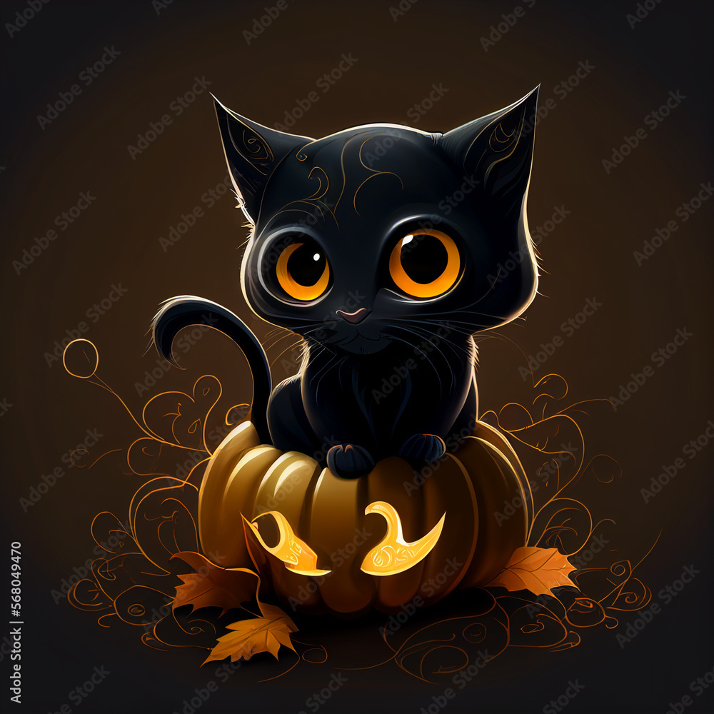 Cute Cartoon Halloween Black Cat 2
