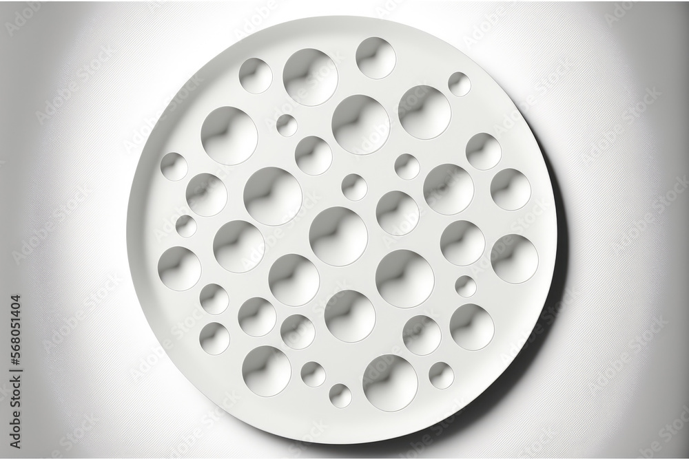 White metal plate with numerous little circles in it. Generative AI White metal plate with numerous little circles in it. Generative AI