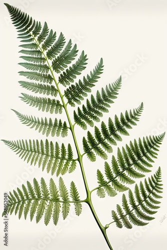 Botanical drawing of a Fern leaf. (Note this is a fictional plant illustration and not a real fern plant species)
