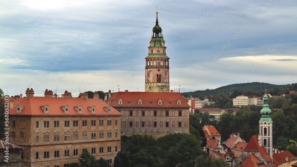 A view to the historical castle at Cesky Krumlov, Czech republic A view to the historical castle at Cesky Krumlov, Czech republic